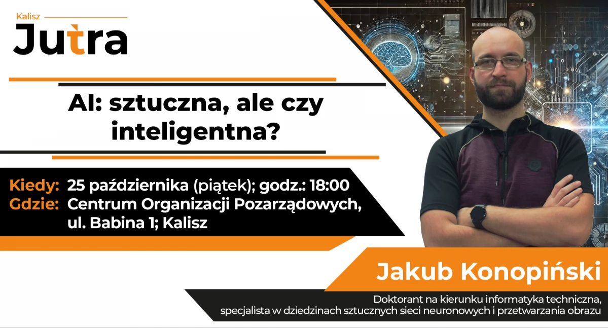 Szkoły i edukacja, sztuczna inteligentna Prelekcja Jakuba Konopińskiego - zdjęcie, fotografia
