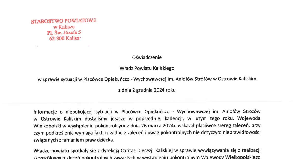 Administracja , Oświadczenie Starostwa - zdjęcie, fotografia