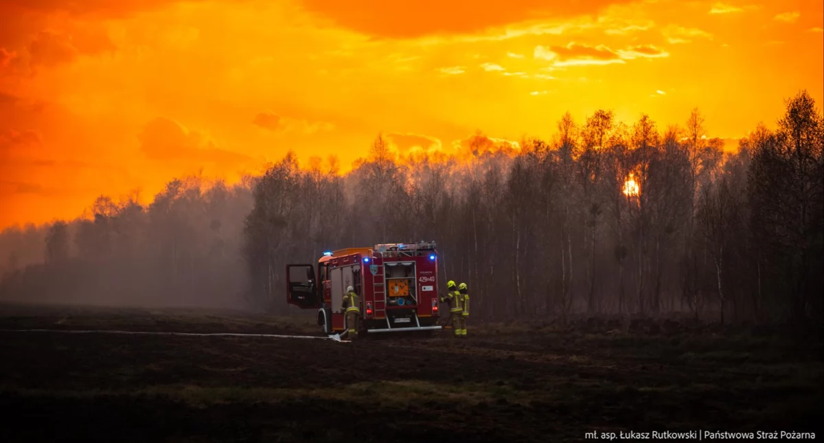 Pożary - interwencje Straży Pożarnej, Strażacy regionu walczą pożarem Biebrzańskiego Parku Narodowego - zdjęcie, fotografia