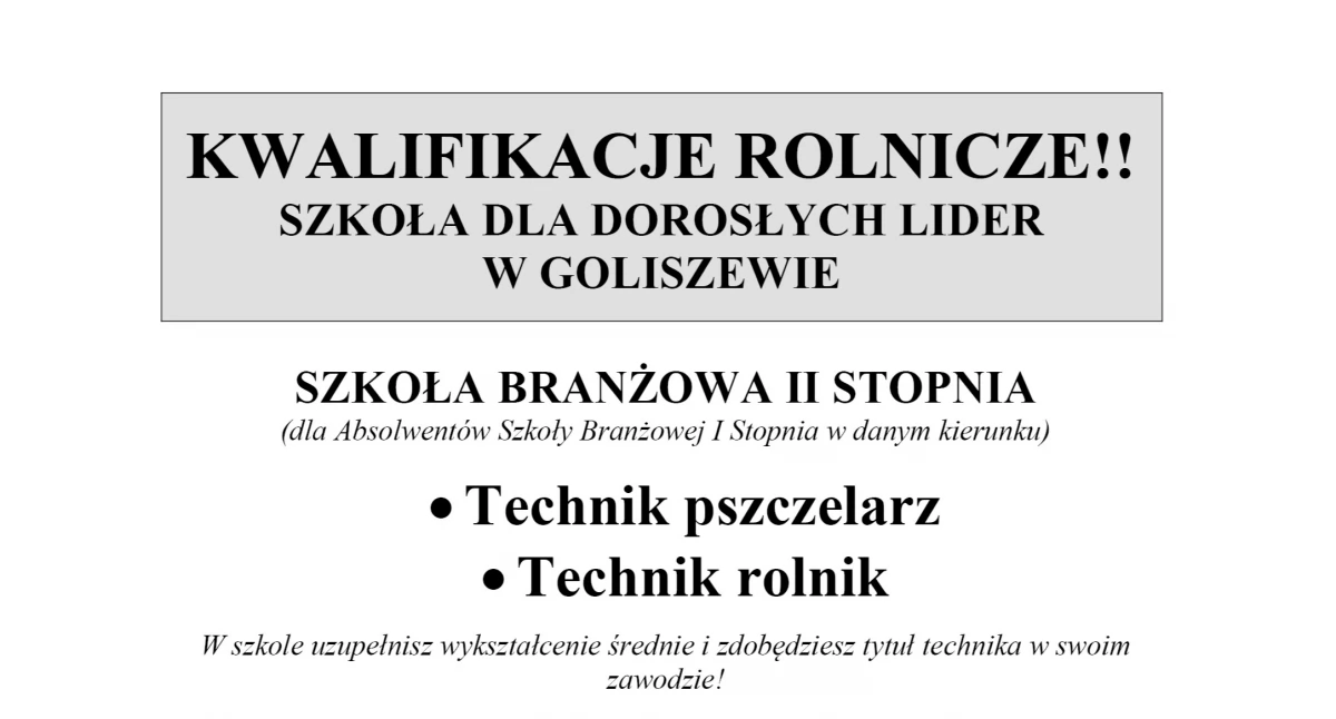 OGŁOSZENIA, Kwalifikacje rolnicze - zdjęcie, fotografia