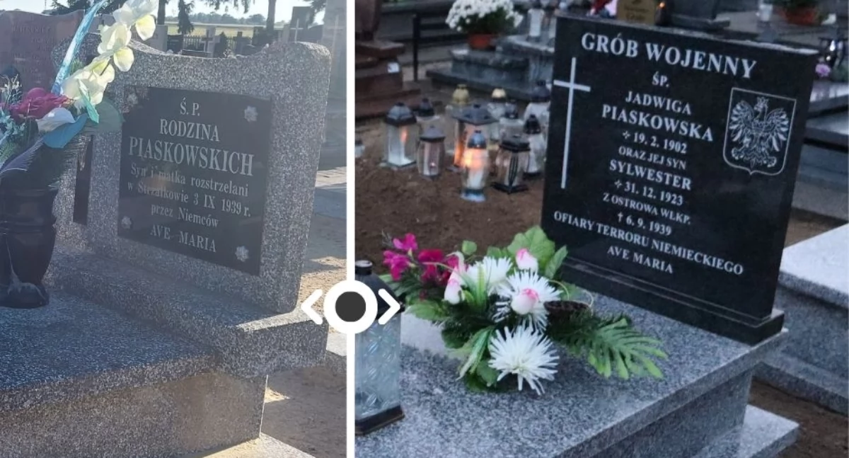 Region, nagrobek członków rodziny Piaskowskich Strzałkowie zamordowanych przez Niemców - zdjęcie, fotografia