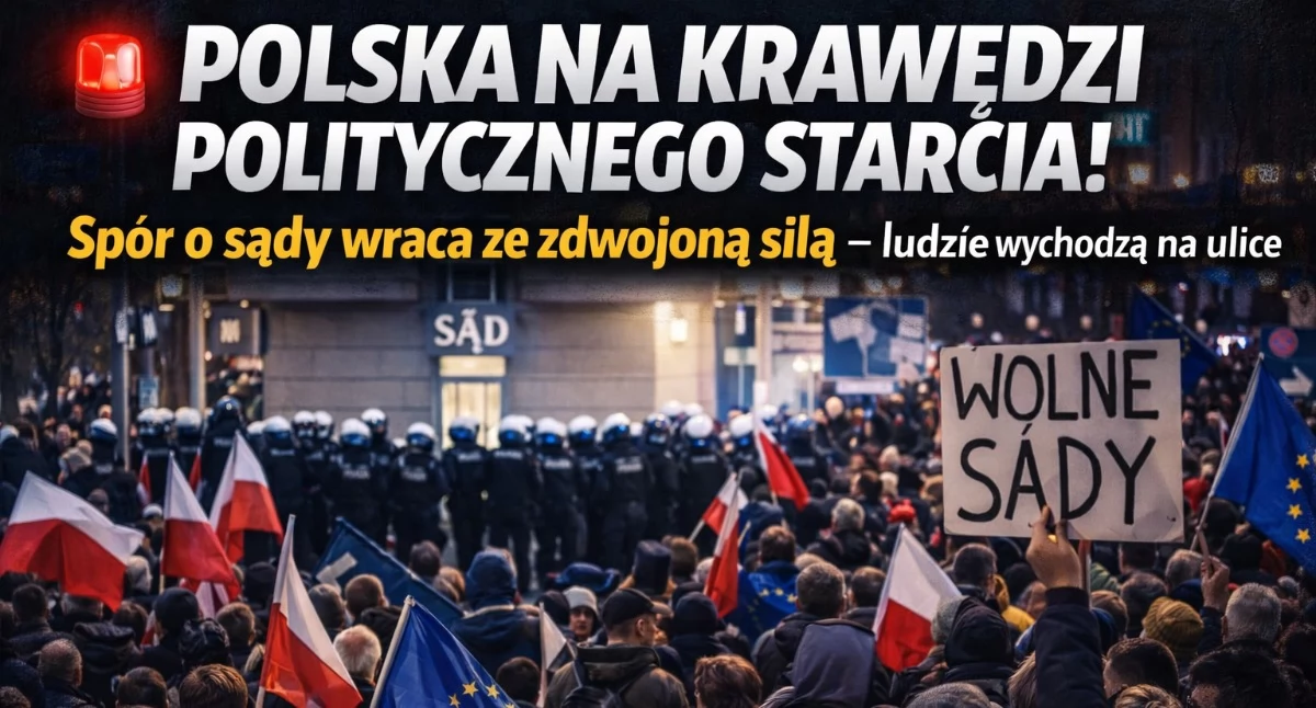 Polityka, Polska znów podzielona! Spór sądy wybucha ludzie wychodzą ulice - zdjęcie, fotografia