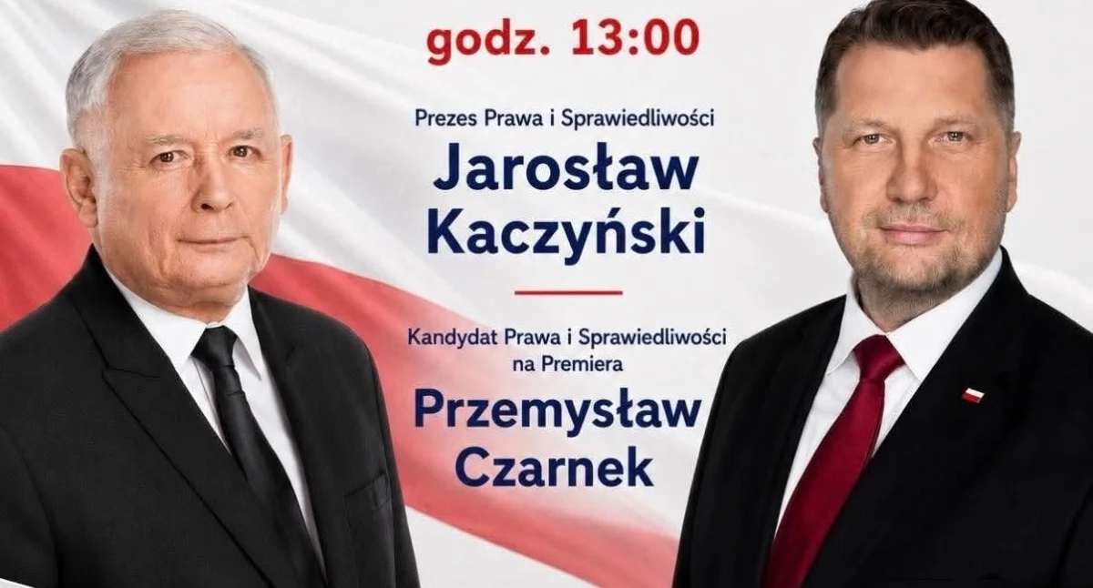 Polityka, Jarosław Kaczyński Przemysław Czarnek Kaliszu - zdjęcie, fotografia