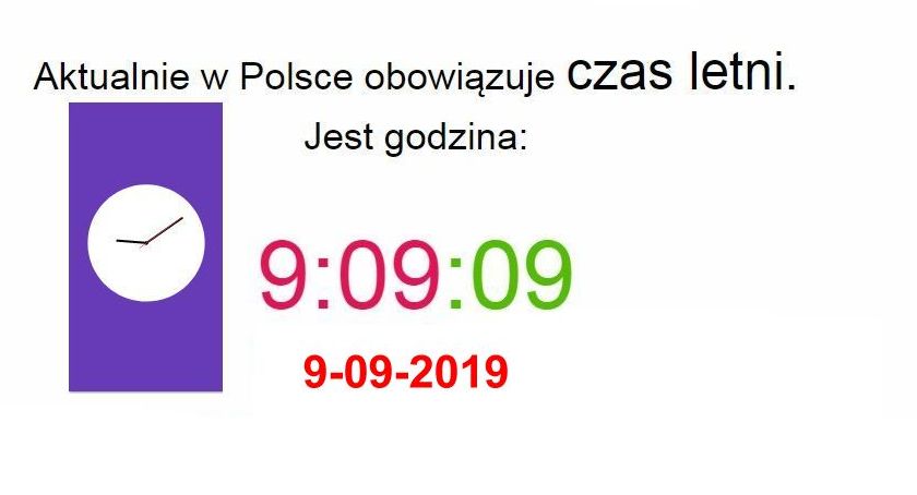 Zdjęcie przedstawia zegar, datę i czas