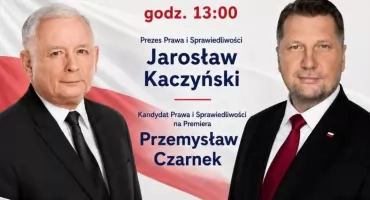 Jarosław Kaczyński i Przemysław Czarnek w Kaliszu